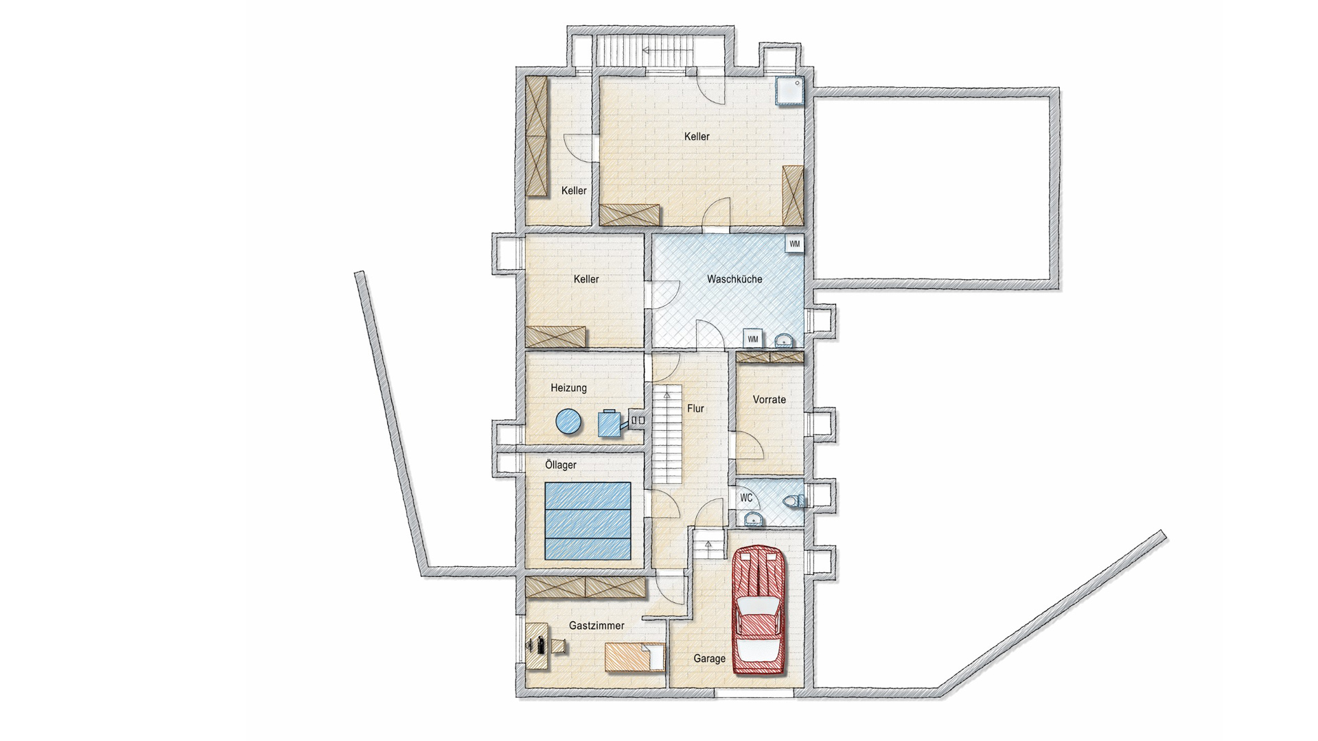 Morsbach-Holpe: Bungalow mit 241 m² Wohnfläche, Grundriss - Untergeschoss